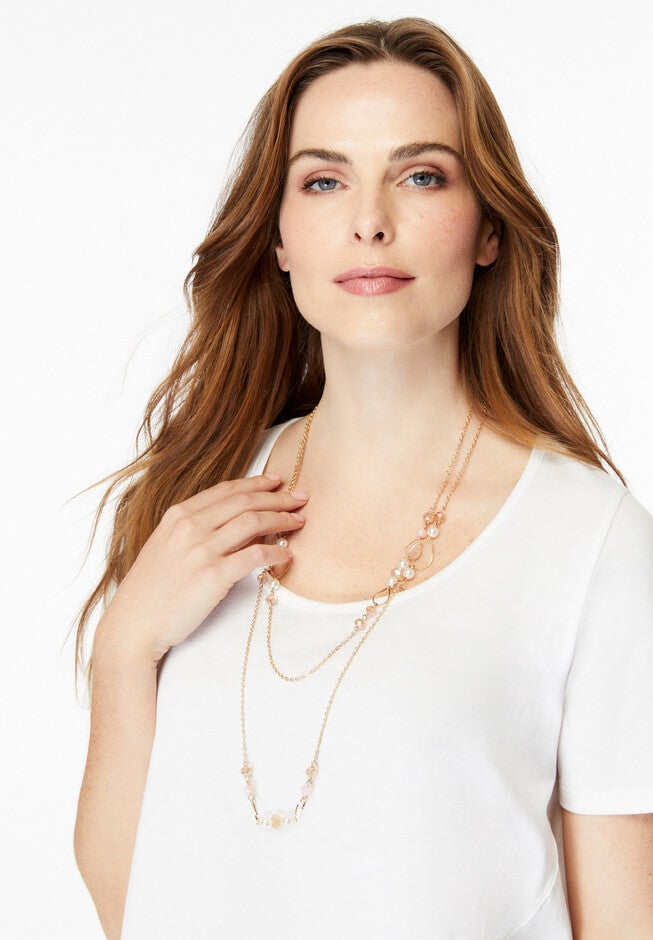 Beaded Chain Layered Necklace, , alternate image number 3