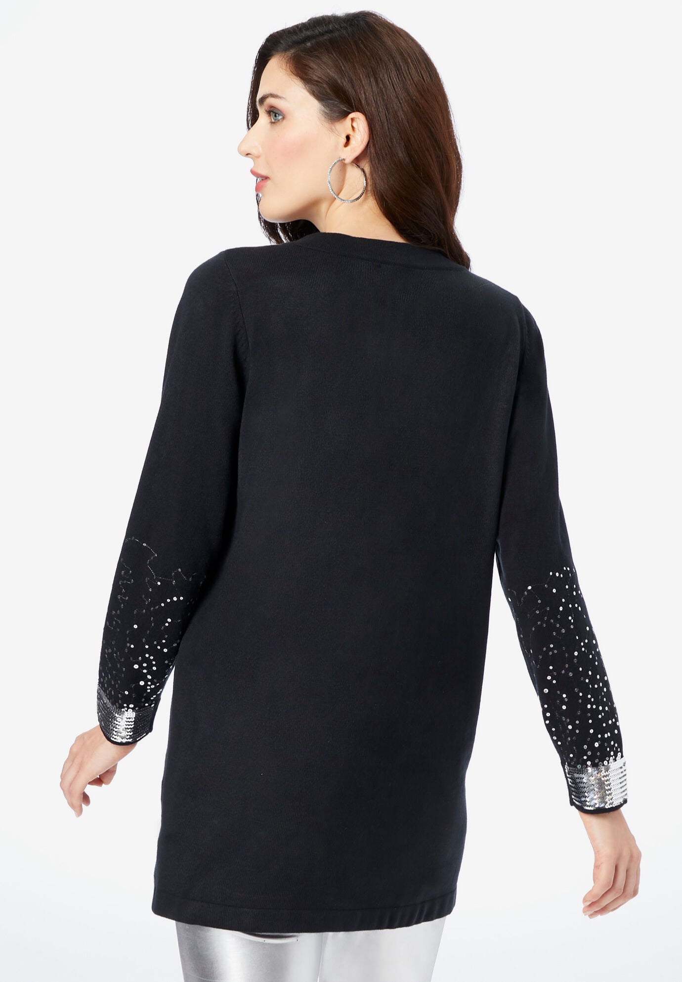 Sequin Pullover Sweater, BLACK BORDER SEQUIN, alternate image number 2