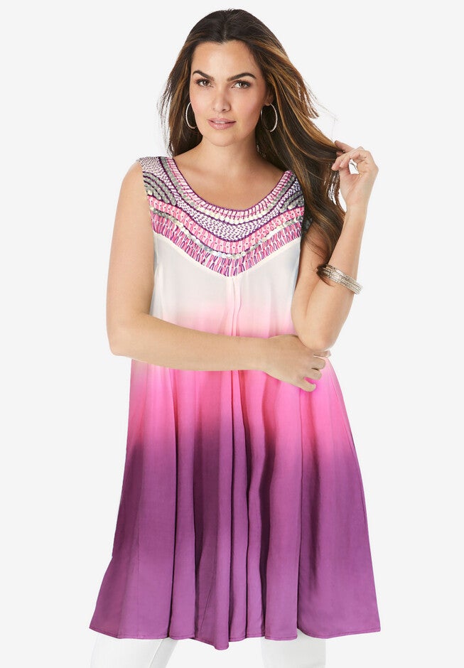 Dip-Dye Swing Tunic, PINK VIOLET OMBRE, hi-res image number 0