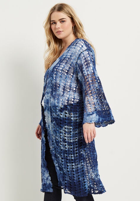 Tie-Dye Crochet Cardigan, , alternate image number null