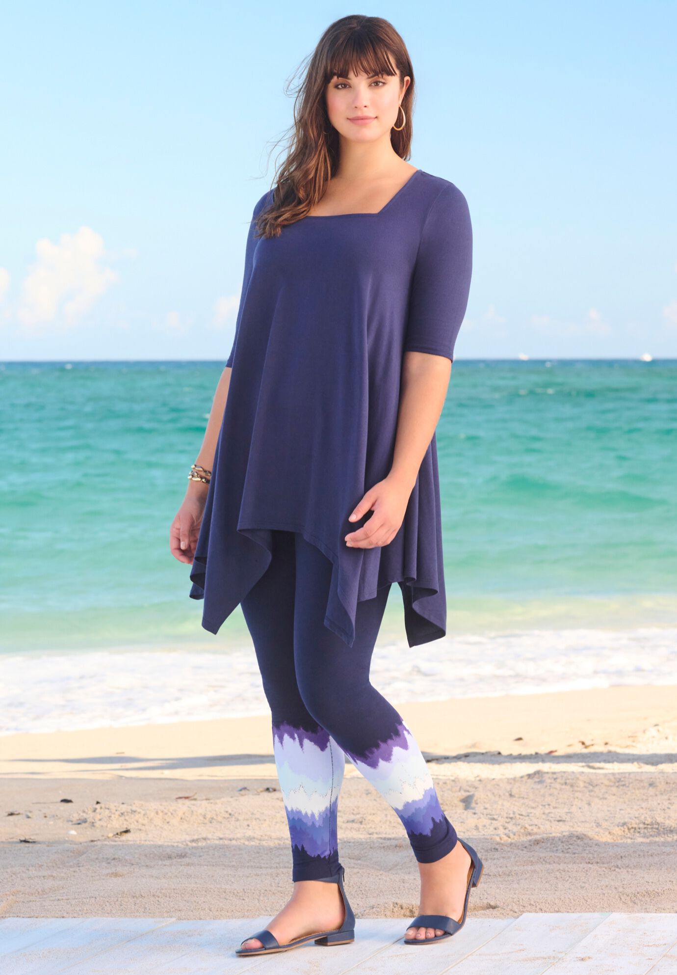 Ultimate Square Neck Handkerchief Hem Tunic, , alternate image number 2