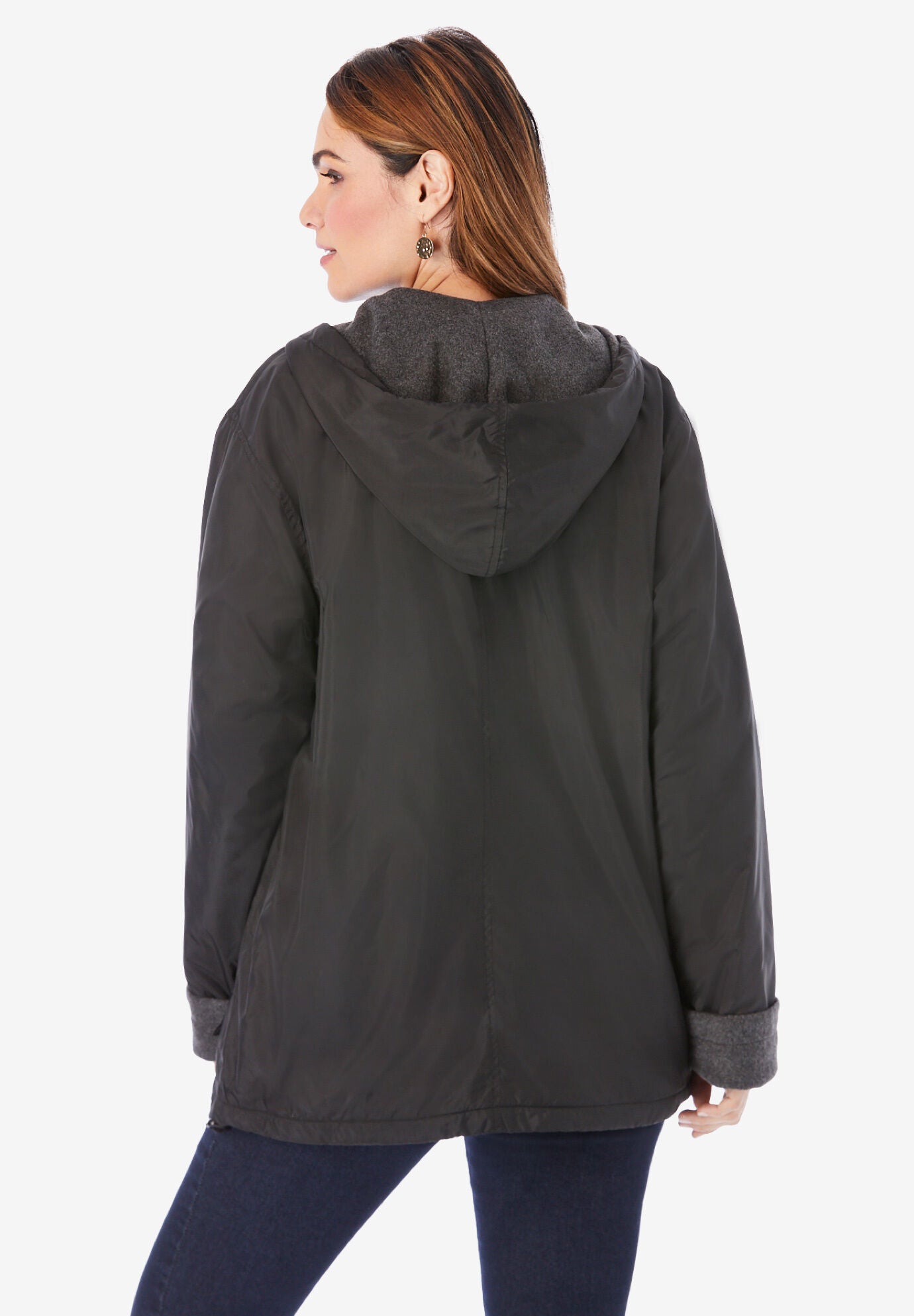 Fleece lined hooded coat sale