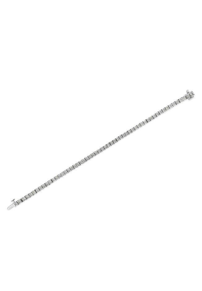 Sterling Silver Diamond Square Frame Miracleset Tennis Bracelet 7 inches, , alternate image number null