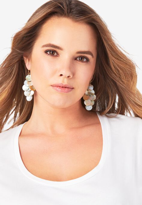 Shell Drop Earrings, NATURAL, hi-res image number null