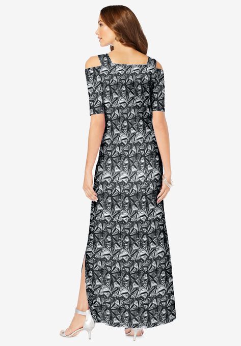 Ultrasmooth® Fabric Cold-Shoulder Maxi Dress, , on-hover image number null