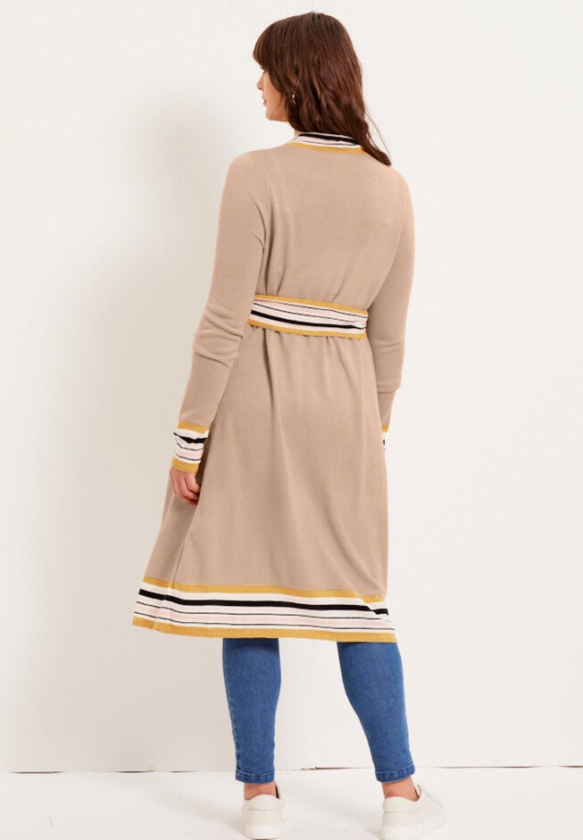 Metallic Trim Duster Cardigan, , on-hover image number 1