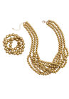 Beaded Necklace and Bracelet Set, GOLD, hi-res image number null
