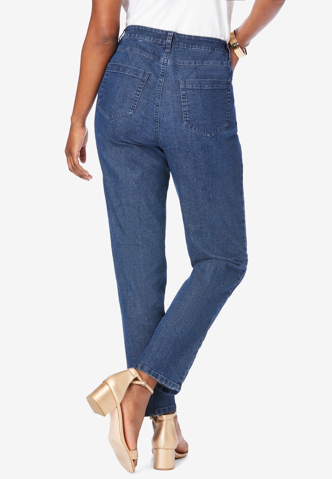 Embroidered Straight Leg Jean with Invisible Stretch® By Denim 24/7, , on-hover image number null