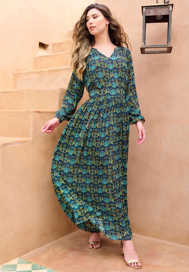 Boho Crinkle Maxi Dress, , alternate image number null