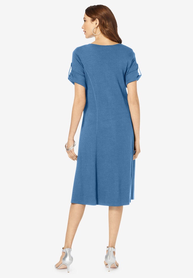 Button-Front Soft Knit Dress, , on-hover image number 1