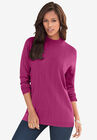 Fine Gauge Drop Needle Mockneck Sweater, RASPBERRY, hi-res image number null