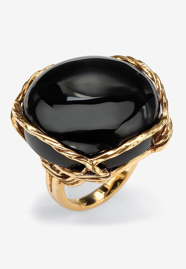 Gold-Plated Onyx Ring, GOLD, hi-res image number 0