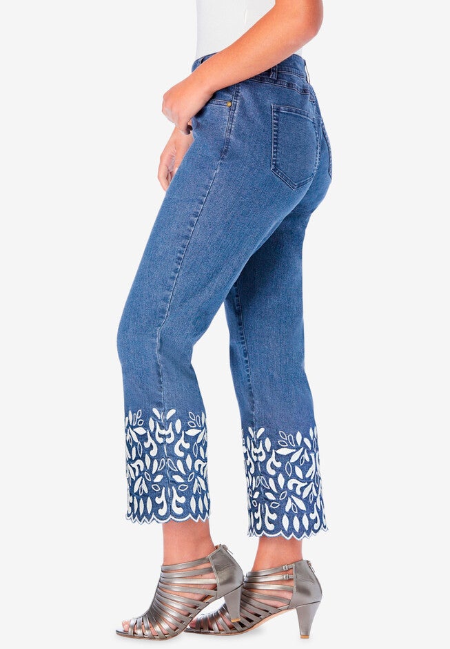 Straight-Leg Embroidered Jeans, , alternate image number 3