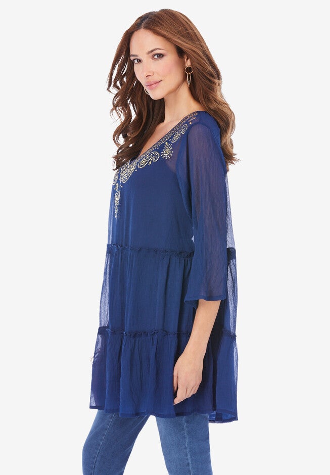 Embellished Tiered Tunic, , alternate image number 2