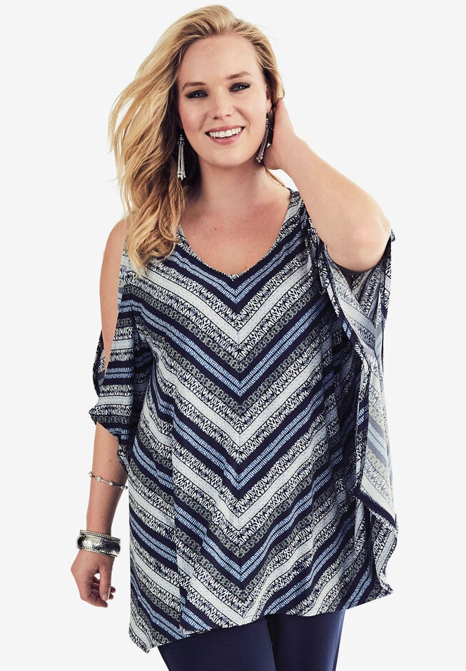 Travel Collection V-Neck Tunic, TRIBAL PRINT, hi-res image number null