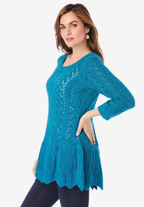 Sonia Peplum Crochet Sweater, , alternate image number null