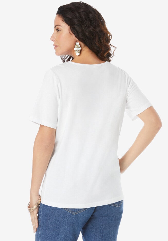 Embellished Sequin V-Neck Tee, , on-hover image number 1