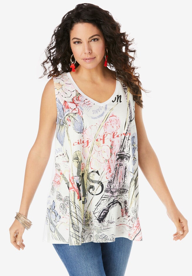 Graphic Travel Tank, PARIS PRINT, hi-res image number null