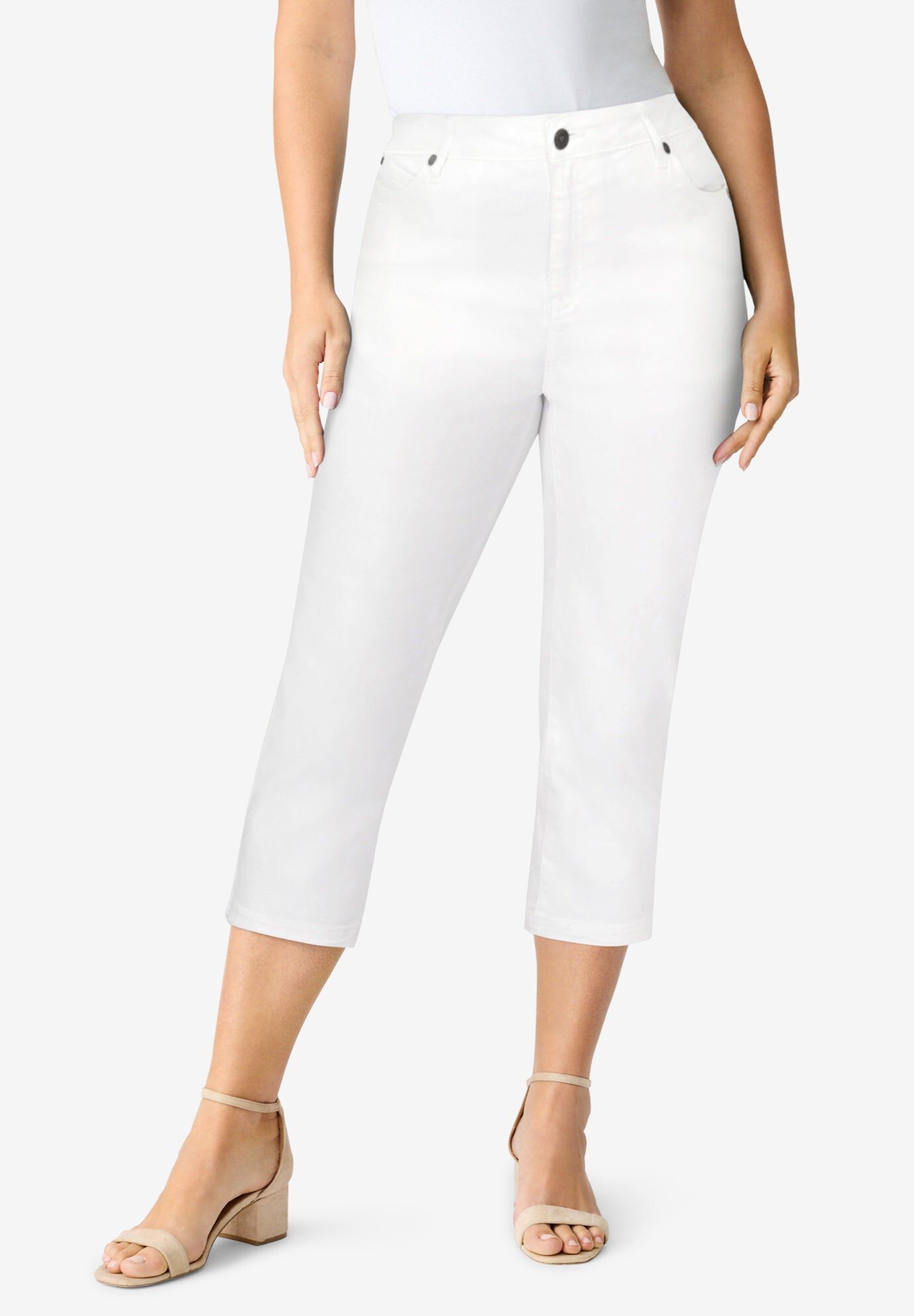 Plus Size 24/7 Stretch Capri Jean, WHITE DENIM, hi-res image number 0