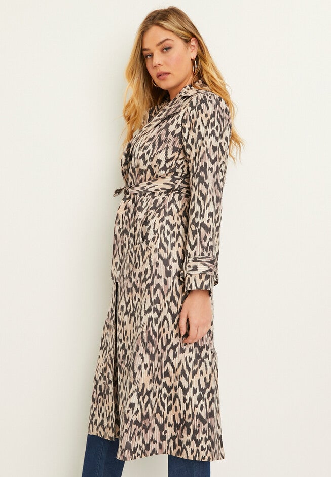 Faux-Suede Trench Coat, , alternate image number 1
