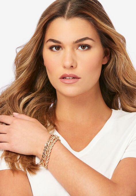 Three-Row Chain Bracelet, GOLD, hi-res image number null