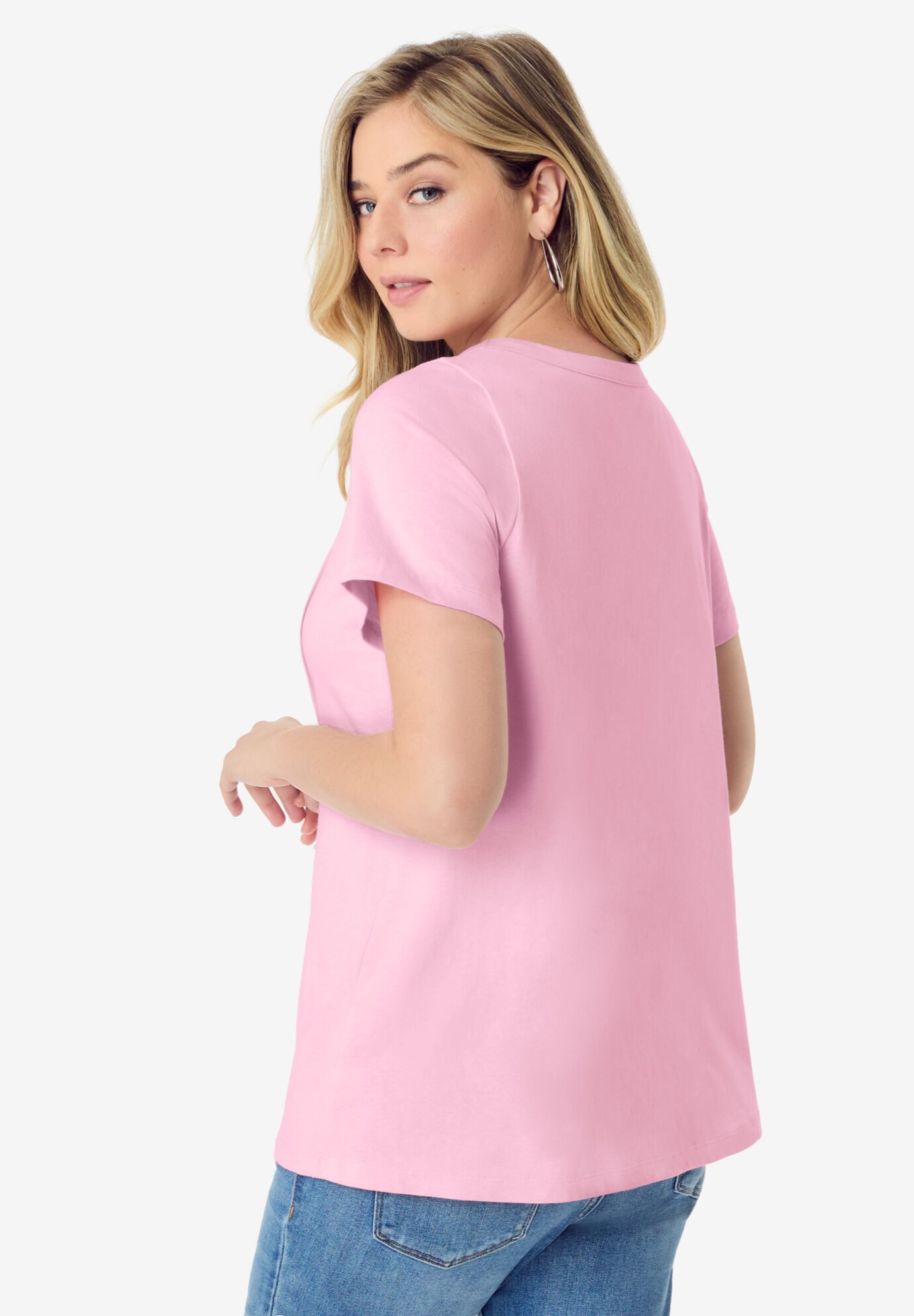 V Neck Pintuck Tee, PRIMROSE, on-hover image number 1