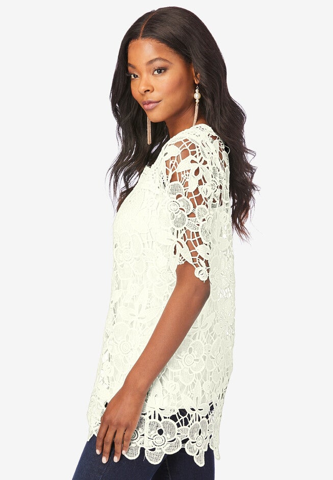 Boatneck Crochet Top, , alternate image number null