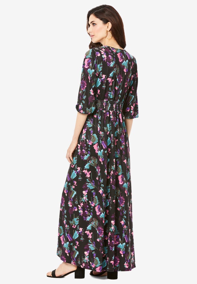 V-Neck Maxi Ultrasmooth® Fabric Dress, , on-hover image number 1