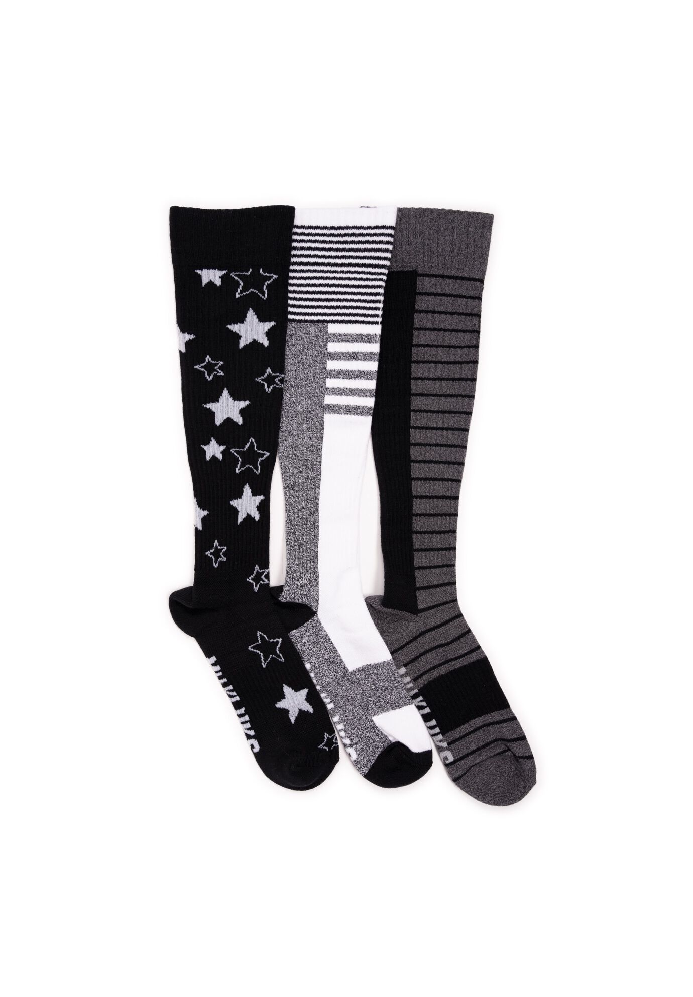 Women'S 3 Pack Cotton Compression Knee-High Socks, EBONY, hi-res image number 0