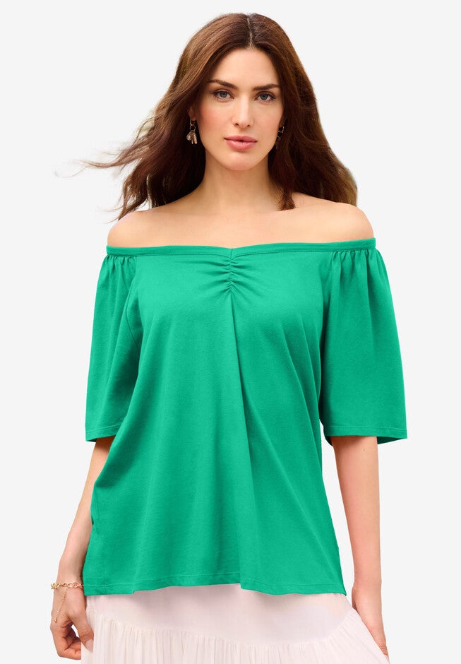 Convertible Sweetheart Tee., TROPICAL EMERALD, hi-res image number null