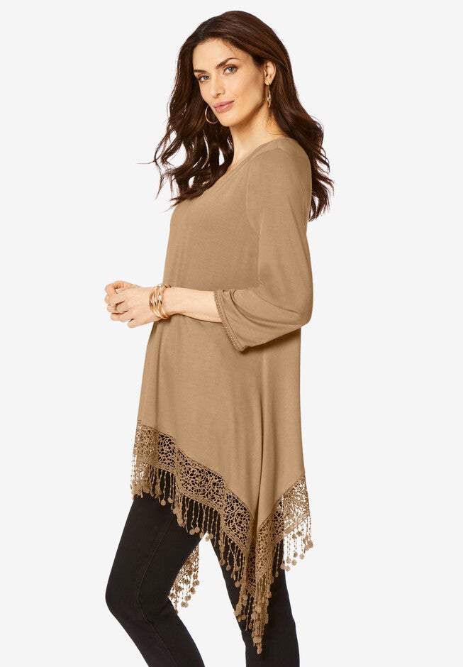 Lace and Fringe-Trimmed Tunic, , alternate image number null
