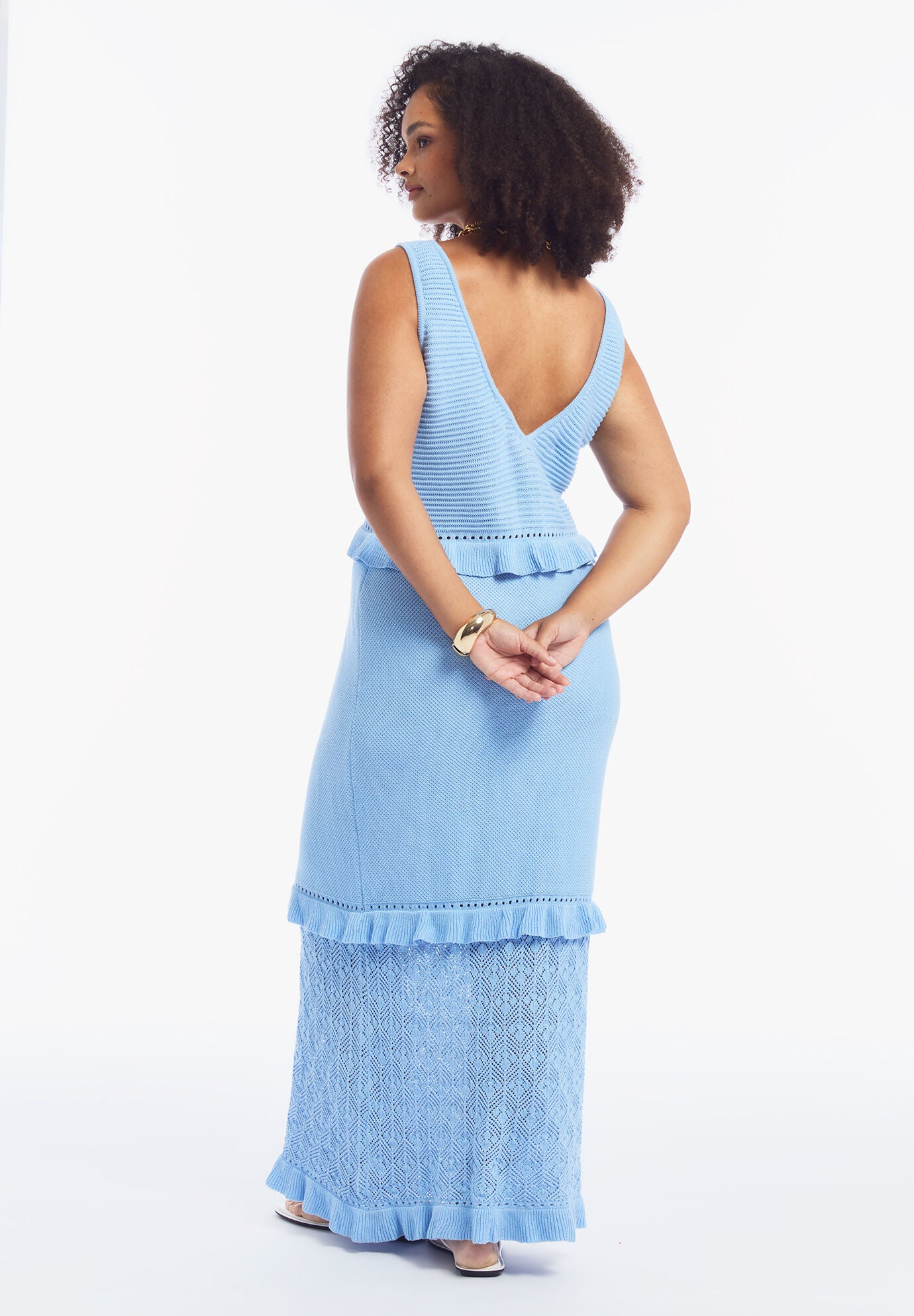 Crochet Sweater Maxi Dress, OPEN AIR, alternate image number 2