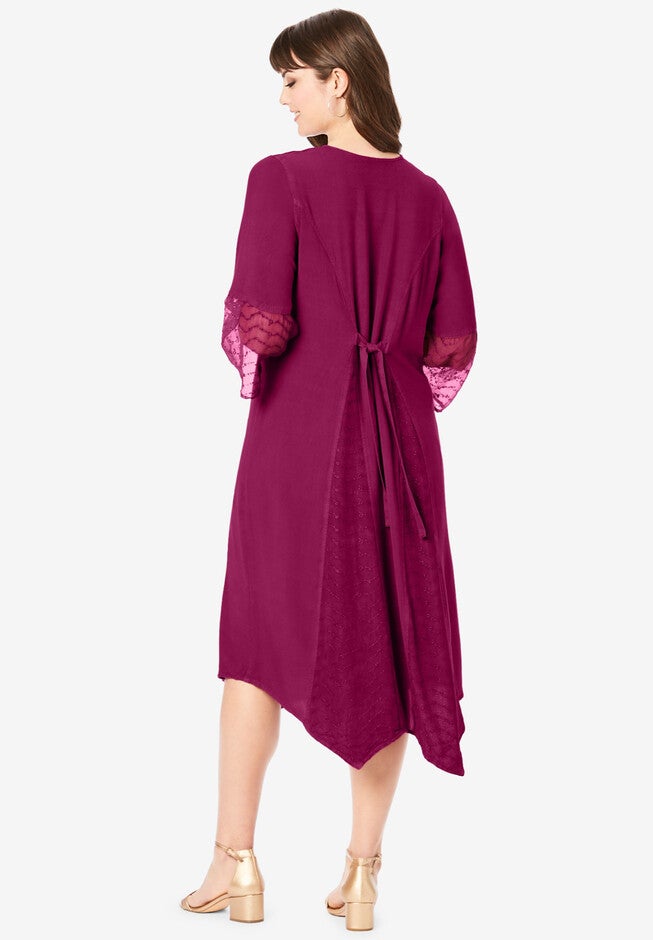 Embroidered Acid-Wash Boho Dress, , on-hover image number null