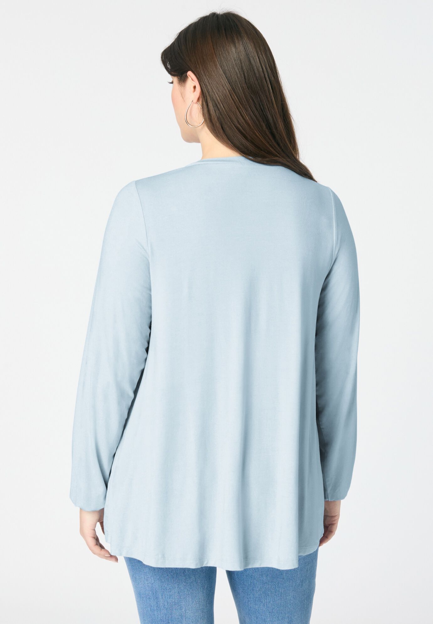 Knit V-Neck Tunic, PALE BLUE, alternate image number 2