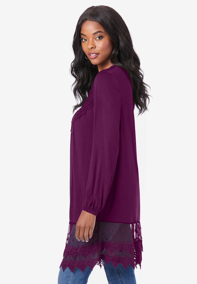 Scoopneck Lace Bib Tunic, , alternate image number null