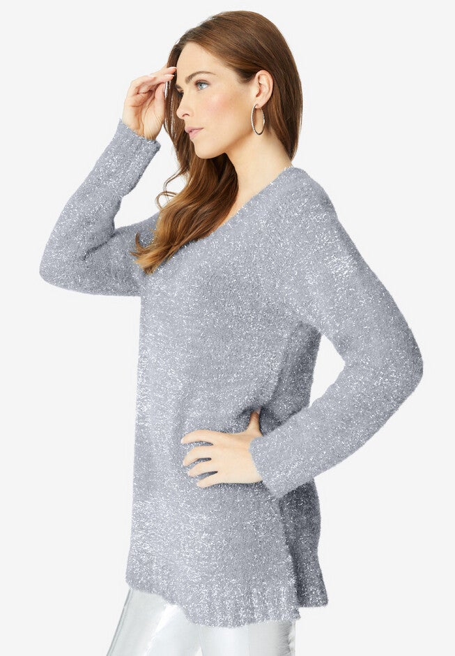 Metallic Eyelash Sweater., , alternate image number null