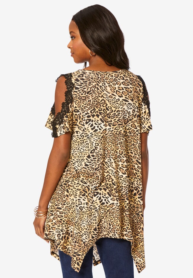 Lace Cold-Shoulder Tee, , on-hover image number 1