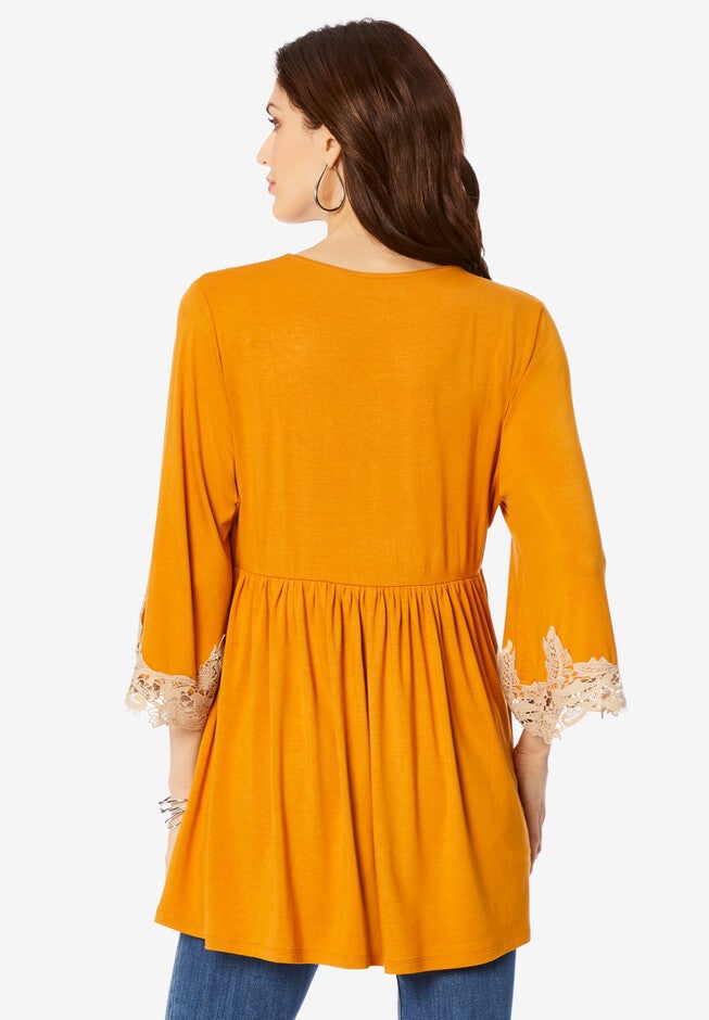 Lace-Sleeve Batwing Top, , on-hover image number null