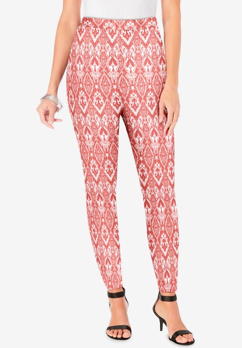 Ankle-Length Essential Stretch Legging, CORAL BOLD IKAT, hi-res image number null
