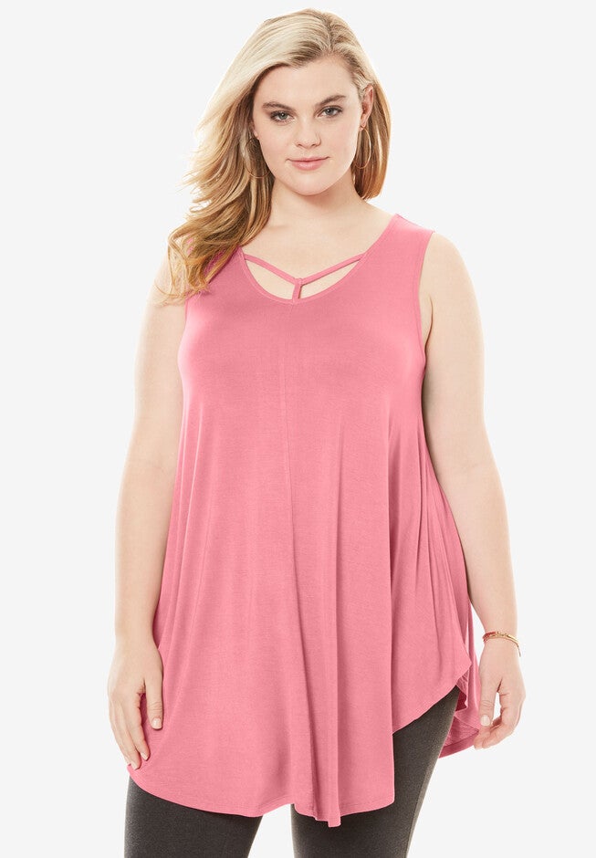 Strappy Drape Tunic, FLAMINGO PINK, hi-res image number 0