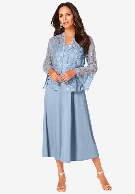 Glitter & Lace Jacket Dress Set, PALE BLUE, hi-res image number null