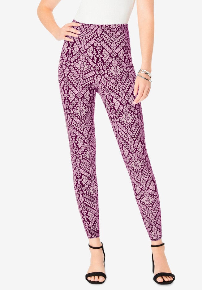 Geo Print Ankle-Length Essential Stretch Legging, DARK BERRY GEO, hi-res image number null