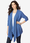 Fine-Gauge Handkerchief Hem Cardigan, DUSTY INDIGO, hi-res image number null