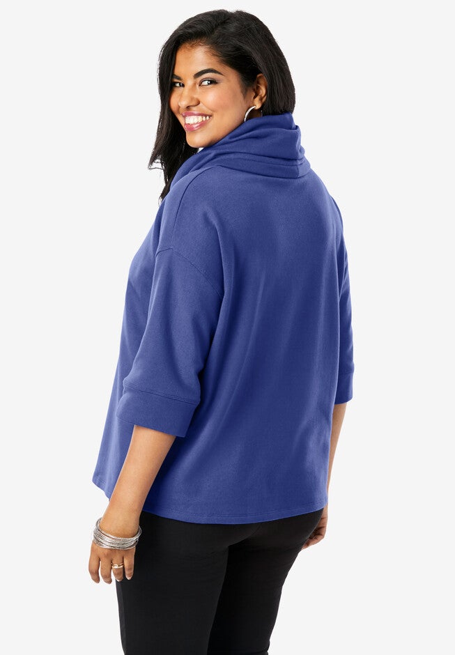 Drawstring Cowlneck Sweatshirt, , on-hover image number null