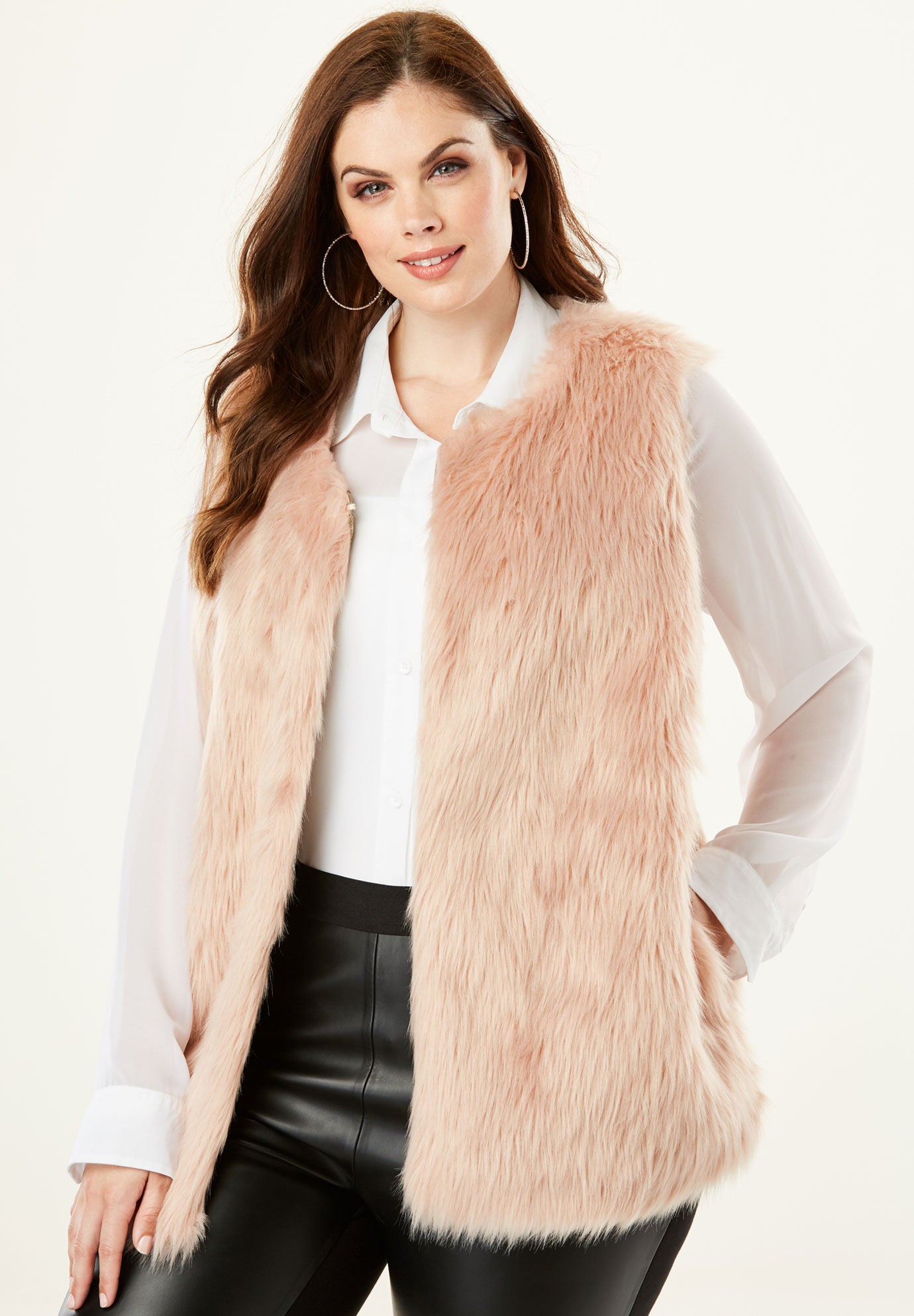 plus size faux fur vest