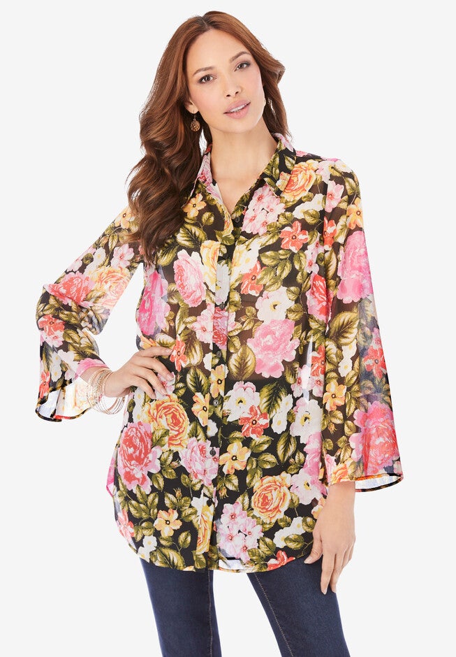 Amanda Big Shirt, PEONY GARDEN, hi-res image number 0