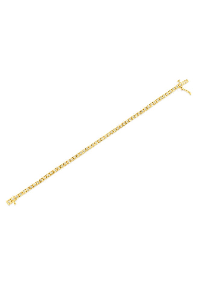 Yellow Gold Plated Sterling Silver Miracleset Diamond Round Faceted Bezel Tennis Bracelet 7 inches, , alternate image number null