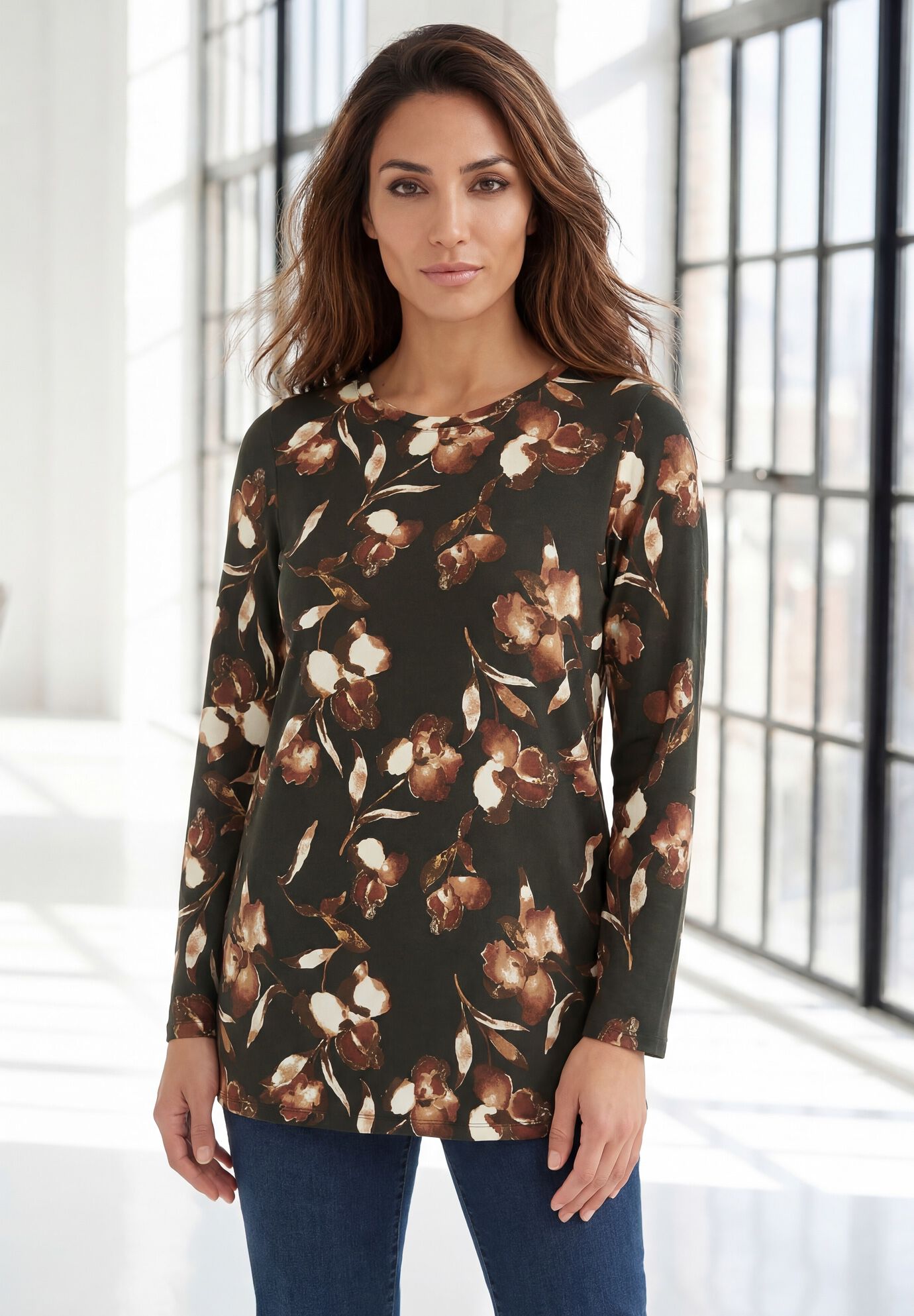 Plus Size Ultimate Cotton Crewneck Long Sleeve Tee