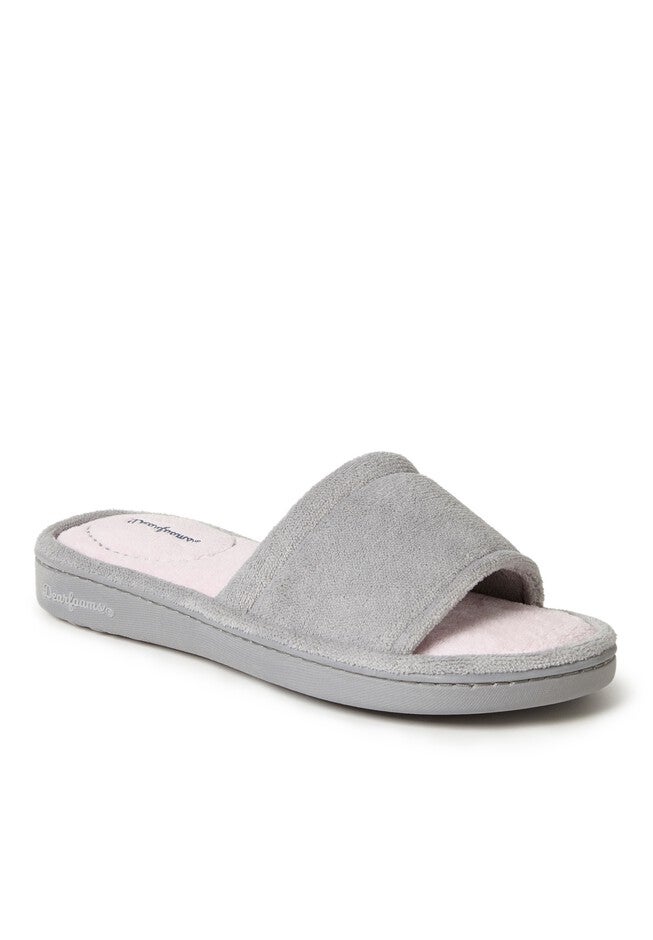 Alice Colorblocked Microfiber Terry Slide by Dearfoams, SLEET, hi-res image number null