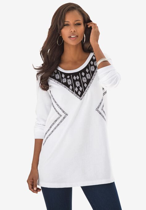 Embroidered Tunic, WHITE, hi-res image number null